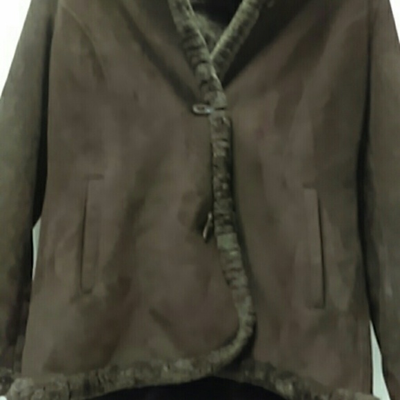 Jones New York faux fur chocolate colored jacket - Picture 4 of 6